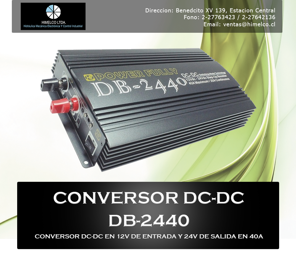 Conversor DB-2440 de 12V a 24V DC en 40A Max.