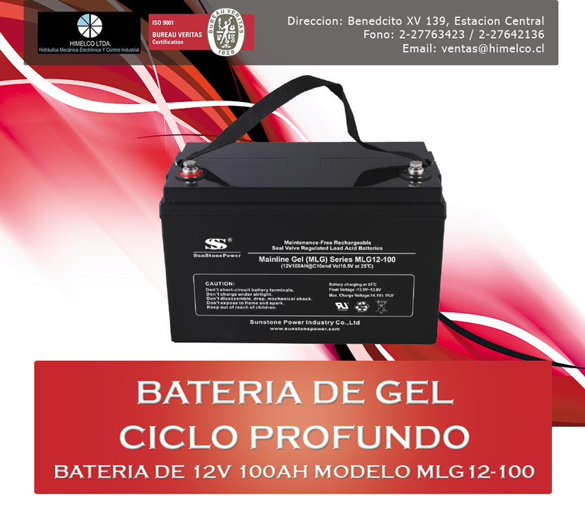 Batería Gel Ciclo profundo de 100Ah