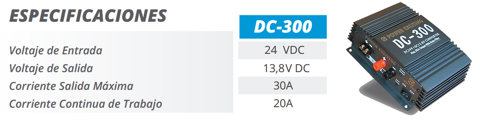 Especificaciones DC-300