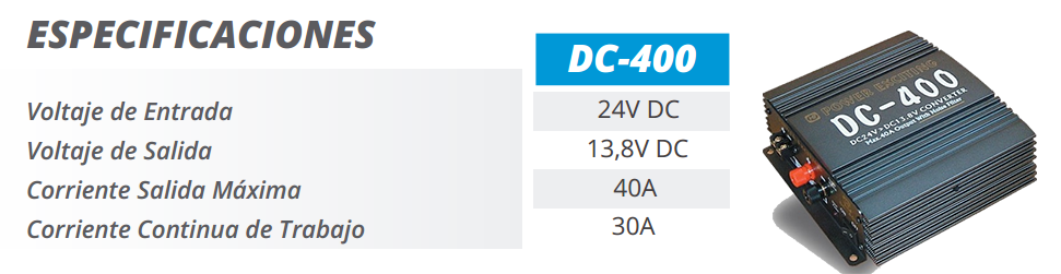 Especificaciones DC-300