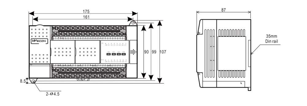 Dimensiones PLC LX3VP-2416MT-A