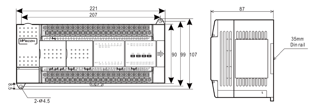 Dimensiones PLC LX3VP-3624MT-A